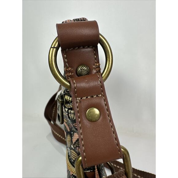 Sakroots Basic Crossbody Double Zip Purse Coated Canvas Boho Floral Fall Pattern - Picture 4 of 10